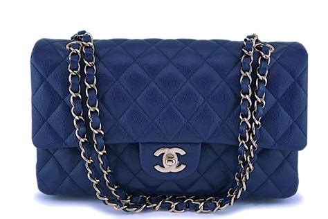 navy blue chanel bag|chanel blue flap bag.